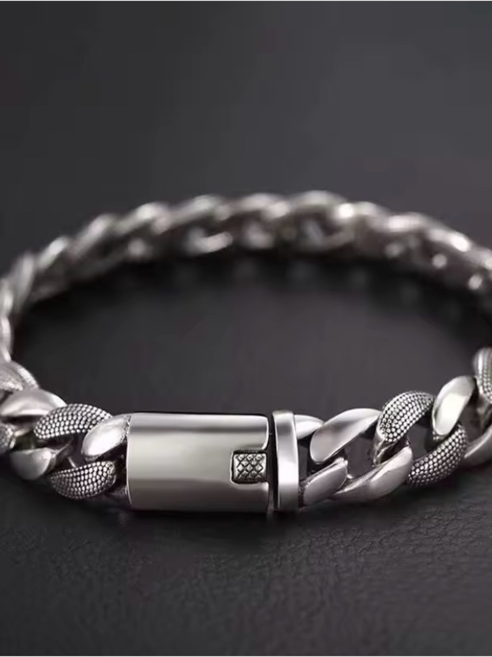 Solid 925 Sterling Silver Men’s Bracelet 10mm Cuban link Chain